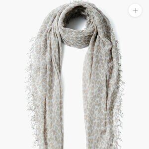 Chan Luu Cashmere and Silk Scarf in White Leopard